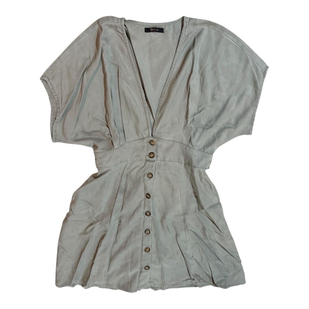 Quince Vintage Wash Tencel Dress Sz M NEW Olive Green Belted Back - Picture 3 of 4